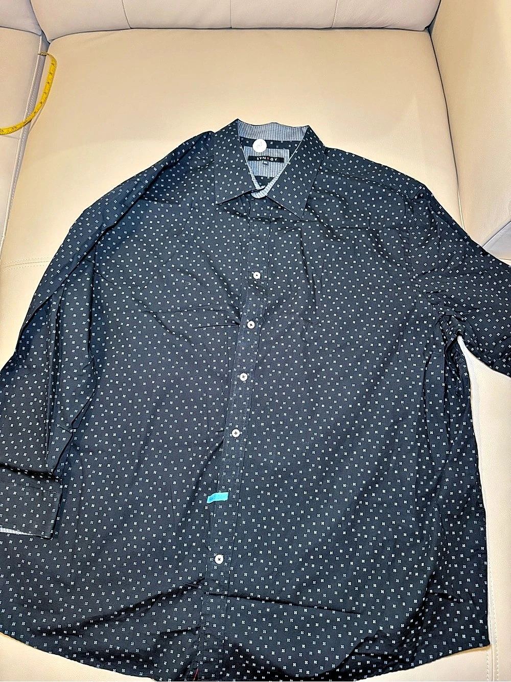 SYNRGY Men's Polka Dot Button Down Blue & White 3XL
